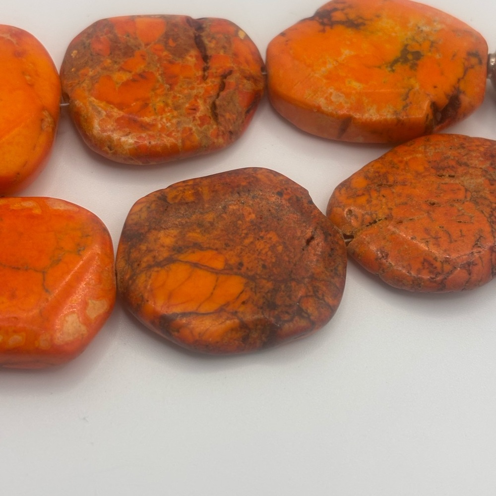Howlite Orange Slab Necklace - Picture 6 of 10